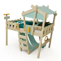 Wickey Kinderbett Crazy Snuggy - Hochbett mit Planendach - Hochbett aus massivem Holz in 90 x 200 cm, bietet Spielspaß und Sicherheit im Kinderzimmer. Gestalten Sie individuelle Abenteuerwelten mit verschiedenen Farboptionen.