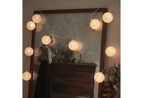 Lights4fun LED-Lichterkette 10er LED Cotton Ball Lichterkette weiß