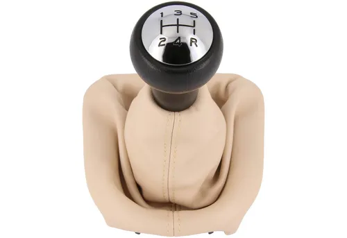 RECAMBO Schalthebel Schaltknauf, Schaltsack, Wahlhebel, Kappe für Peugeot 308, 2007-2015, Plug & Play, Auto Schalthebel Schaltmanschette, beige
