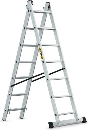 Drabest - Aluminium-Leiter - 2-teilig 2x7 Stufen, Belastbarkeit 150kg
