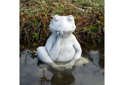 Gartenfigur Flips – der nachdenkliche Frosch, H. 28 cm - Figuren, frostfest und ideal für eine charmante Gartenatmosphäre. Flips bringt mit seinem nachdenklichen Ausdruck Leben in jeden Garten!