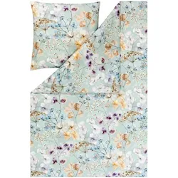 Estella Mako Interlock Jersey Bettwäsche Sonja mint 155x220 cm + 80x80 cm - Hochwertige Bettwäsche aus 100% supergekämmter Baumwolle im mintfarbenen Design. Pflegeleicht, bügelfrei und ideal für alle Jahreszeiten – für erholsamen Schlaf und ein angenehmes Raumklima.