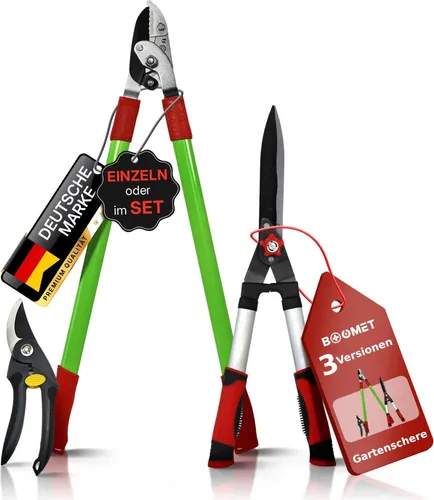 BOOMET Gartenwerkzeug 2-Set · Astschere & Rebenschere für präzises Schneiden von Ästen, Hecken und Sträuchern im Garten