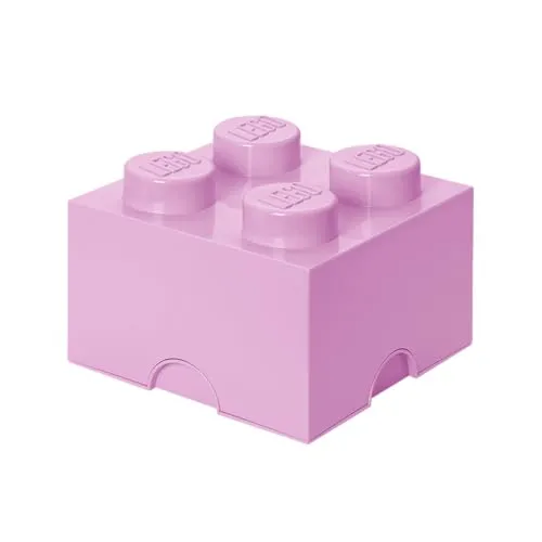 LEGO Aufbewahrungsstein, 4 Noppen, Stapelbare Aufbewahrungsbox, 5,7 l, hellrosa