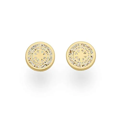 DUR Ohrstecker Kompass aus 925 Sterling Silber mit Strandsand - Ohrringe für Damen, maritimes Design mit echtem Strandsand, 10 mm Durchmesser, ideal für Strandliebhaber und stilvolle Akzente.