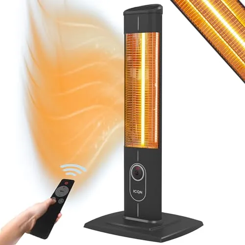 ICQN Stand Heizstrahler mit Fernbedienung - 2300 Watt Infrarot Heizstrahler für Innen- und Außenbereich, hohe Wärmeeffizienz und vielseitige Einsatzmöglichkeiten
