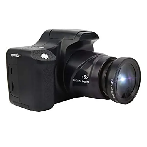 4K-Videokamera-Camcorder, Full HD 1080P-Digitalkamera, 24 MP, 18-facher Zoom, 3-Zoll-LCD-Bildschirm, Tragbarer SLR-Vlogging-Videorecorder für Kinder und Erwachsene(Kamera+Objektiv)