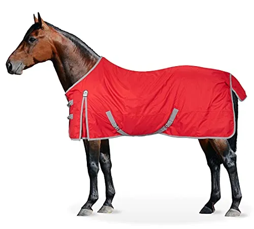 Equinate Regendecke Springfield 145cm in Rot – Wasserdicht und atmungsaktiv - Reit- & Pferdebedarf: 600D Ripstop Polyester mit weichem Fleeceinnenfutter für optimalen Schutz und Komfort bei jedem Wetter.