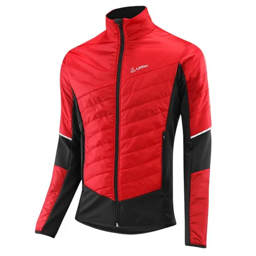 Löffler Hybridjacke PL60 - Wärmeisolierend & Windabweisend in Rot/Schwarz, Größe 50 - Löffler Outdoorbekleidung mit 100% recycelter PrimaLoft-Isolierung, ideal für Langlaufen und Winter-Running. Atmungsaktiv, wind- und wasserabweisend für optimale Leistung bei winterlichen Bedingungen.