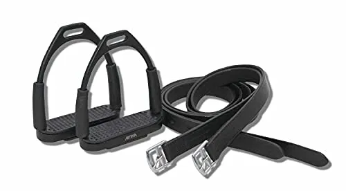 AMKA Steigbügel mit Gelenk schwarz Sicherheitssteigbügel mit Steigbügelriemen im Set