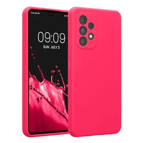 kwmobile Handyhülle kompatibel mit Samsung Galaxy A53 5G Hülle - gummierte Handy Case aus Silikon in Neon Pink