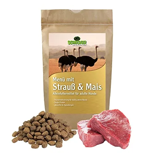 Hypoallergenes Hundefutter glutenfrei mit Strauß – 24 kg - Glutenfreies Single-Protein-Trockenfutter für sensible Hunde, leicht verdaulich und ohne Weizen & Soja. Ideal für Hunde mit geringem Energiebedarf.