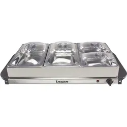 Beper Warmhalteplatte P101TEM002 Buffetwärmer aus Stahl/Kunststoff Grau