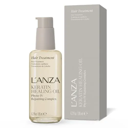 Lanza Keratin Healing Oil Hair Treatment 185ml - Haarkuren mit intensivem Keratin-Gehalt für gesundes, glänzendes Haar. Die 185ml-Flasche bietet Hitzeschutz bis 260 °C und reduziert die Trocknungszeit für mühelos gepflegte Haare.