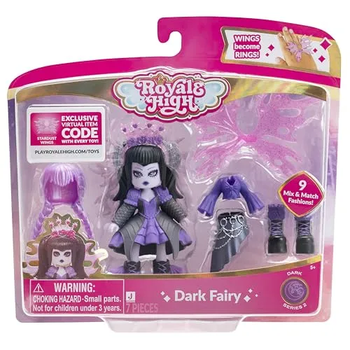 Royale High 7,6 cm große Dark Fairy Modepuppe – 1 Figur mit 9 Modeaccessoires – Virtueller Artikelcode enthalten – Serie 2 – ab 5 Jahren