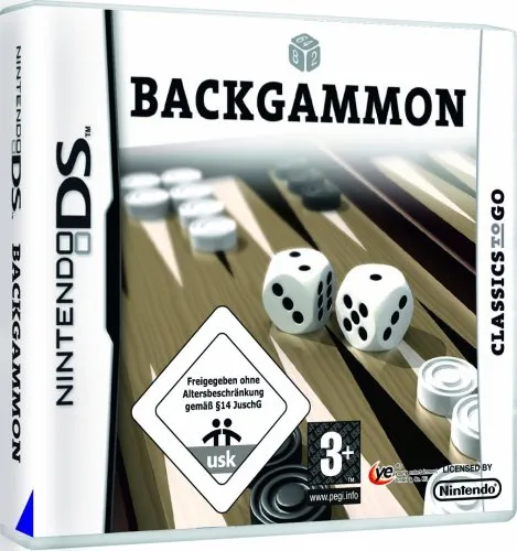 Backgammon – Nintendo DS - Klassisches Brettspiel für Nintendo DS, mit 25 Spielbrettern und herausfordernder KI. Genieße Mehrspielermodus und strategischen Spielspaß in 4 Turnieren durch 9 Länder!