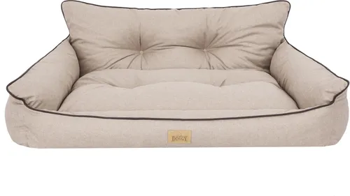 Joker Gestepptes Hundebett - XXL 106 x 80 cm in Beige Ökoleinen - Hochwertiges Hundebett aus strapazierfähigem, teilweise wasserdichtem Ökoleinen, ideal für drinnen und draußen. Einfach zu reinigen und in 4 Größen erhältlich.