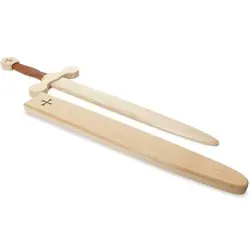 BestSaller 10129 Tempelorden Schwert Set mit Holzhülle für Kinder, Birke 60cm, braune Wickel., natur, 2-teilig (1 Set)