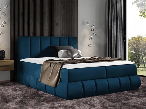 MIRJAN24 Boxspringbett Venezia 160x200 cm - Blau mit zwei Bettkästen - Elegantes Boxspringbett Venezia mit praktischen Bettkästen für zusätzlichen Stauraum und komfortablem Topper für erholsamen Schlaf. Ideal für Ihr Schlafzimmer.