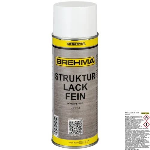 BREHMA Strukturlack fein Kunststoff lackierbar Kräusel Spray schwarz matt 400ml