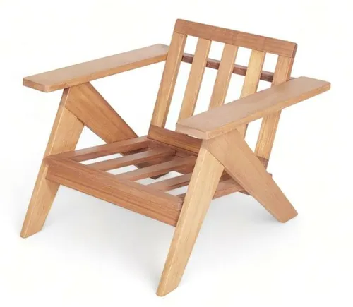 Naturholzstuhl Relax Sessel für Balkon und Garten - Moderner Gartenstuhl aus Holz mit Arm- und Rückenlehne. Ideal für entspannte Stunden im Freien. Maße: 85 x 85 x 75 cm, Sitzhöhe: 42 cm, Sitztiefe: 60 cm. Perfekt für Erwachsene und einfach zu montieren.