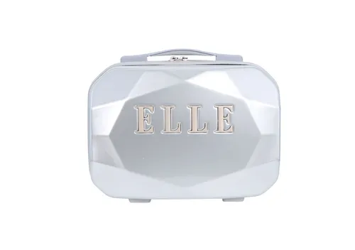 ELLE Diamond Beautycase Silver - Beauty-Case aus Hartschale in Silber mit praktischen Innenfächern, ideal für die stilvolle Aufbewahrung von Kosmetik und Pflegeprodukten.