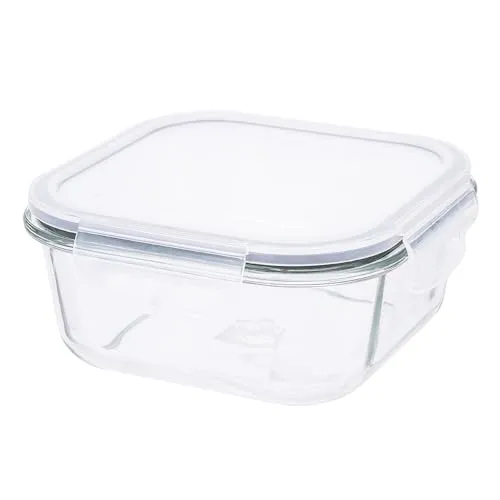 Altom Design Lunchbox aus Glas mit Clip-Deckel, Glasbehälter Fresh (Quadratisch - 0,3 L)
