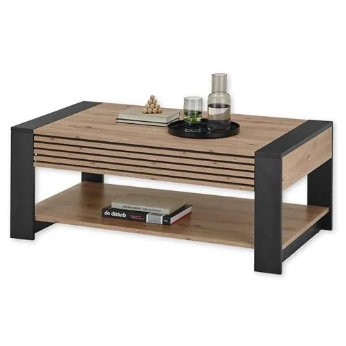 Z2 Couchtisch FELIPE - Modernes Design mit Lamellenoptik - Couchtisch aus Artisan Eiche Nachbildung, bietet zusätzlichen Stauraum durch geräumige Schublade und überzeugt durch langlebige, pflegeleichte Oberfläche.