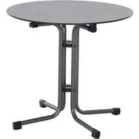 Siena Garden Klapptisch Sola Ø 80 cm anthrazit - Esstisch aus pulverbeschichtetem Stahlrohr, witterungsbeständig und pflegeleicht mit einer frostsicheren, kratzfesten HPL-Tischplatte – perfekt für Garten und Terrasse.