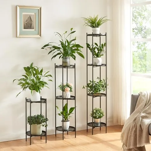 [en.casa] Pflanzenständer Tuusula 3er Set - Pflanzenregale in 3 Größen, stabile Metallgestelle für einen sicheren Stand und elegantes Design, ideal zur stilvollen Präsentation Ihrer Zimmerpflanzen.