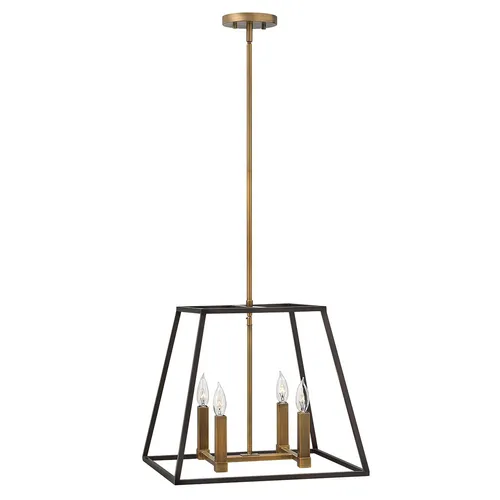 Fulton 4-flammiger Hängeleuchter - Bronze und Messing - Lampen im Vintage-Industriestil mit minimalistischem Design, ideal für stimmungsvolle Beleuchtung in Ihrem Zuhause. Höhenverstellbar und kompatibel mit dimmbaren Lampen.