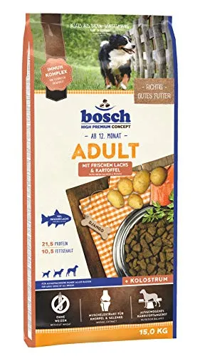 Bosch Adult Lachs & Kartoffel Hundefutter 15 kg - Hundefutter mit hochwertigem Lachs und Kartoffeln, ideal für gesunde Ernährung und glänzendes Fell Ihres Hundes.