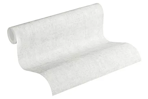 A.S. Création History of Art 2 Vliestapete Struktur 10,05 m x 0,53 m - Grau, Weiß - Tapete Modern für Wohnzimmer Schlafzimmer - 374231