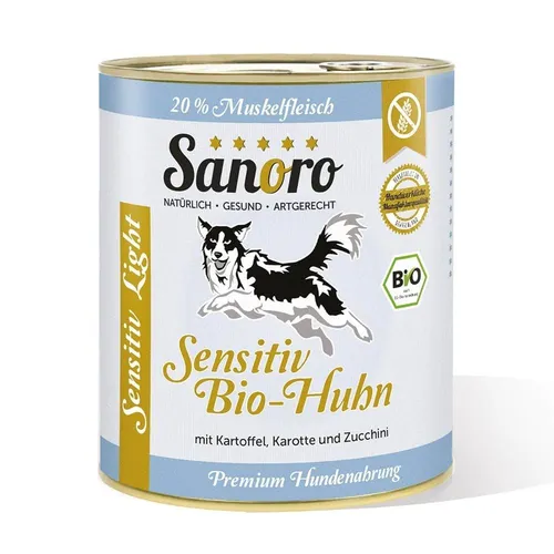 Sanoro - Menü Sensitiv Light Bio-Huhn mit Bio-Kartoffeln und Bio-Karotten