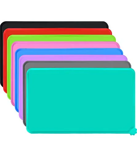 Joytale Silikon-Futtermatte für Hunde, rutschfeste wasserdichte Futtermatte mit erhöhtem Rand für Hunde und Katzen,47 x 30cm,Türkis