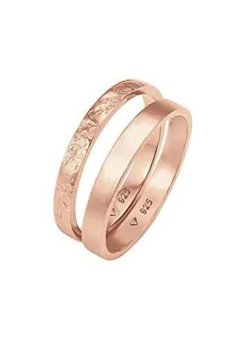 Elli Ring Damen Set Basic Look Gehämmert in rosegold von Elli