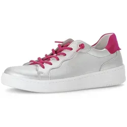Gabor Leder-Sneakers in Silber - 41 - Stylische Sneaker mit metallisch glänzender Oberfläche, rutschhemmender Laufsohle und herausnehmbarer Decksohle - ideal für modische Akzente im Alltag.