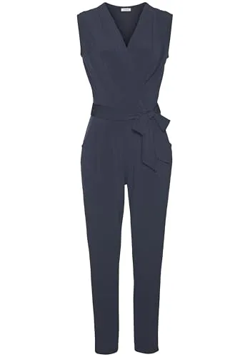 Lascana Damen Overall mit Bindegürtel - Stylischer Damen Overall mit breiten Trägern und seitlichen Eingrifftaschen. Die glatte, knitterfreie Qualität sorgt für einen angenehmen Tragekomfort und einfache Pflege.