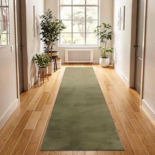 TT Home Wohnzimmer Teppich Hochflor Kunstfell Grün 100x200 cm