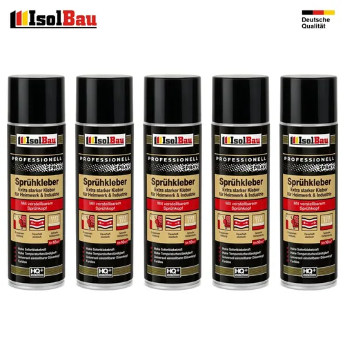 Sprühkleber 5 x 500ml - Extra Stark Kontaktkleber für vielseitige Anwendungen - Kleber & Leime - Flexibel, wasserresistent und ideal für Materialien wie Metall, Textilien und PVC. Ergiebigkeit von 8-10 m² für kreative Projekte.