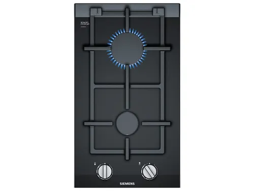 ER3A6BB70D Domino-Kochfeld, Gas 30 cm - Kochfeld mit 30 cm aus Glaskeramik, elegant in Schwarz, ideal für platzsparendes Kochen mit präziser Steuerung durch Schwertknebel.