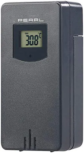 PEARL Zubehör zu Mobile Wetterstation: Funk-Außensensor für Wetterstation FWS-70, 60 m Reichweite, IP44 (Funk-Thermometer innen außen, Alarmwecker, Uhrwerk)