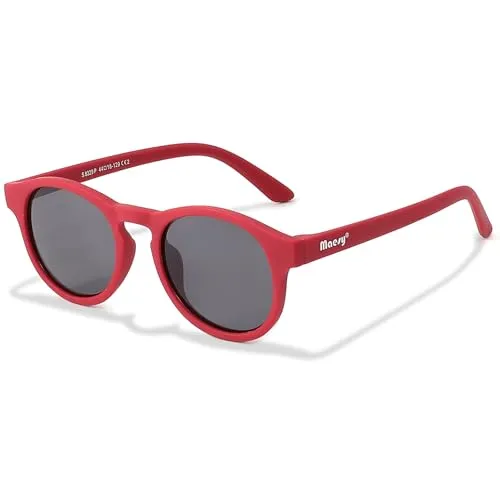 Maesy Kinder Sonnenbrille für 3-6 Jahre - UV400 Polarisierter Schutz - Flexibler und Biegsamer Rahmen - Sichere und Bequeme Kindersonnenbrille - Rot - Faela