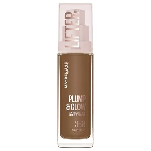 Maybelline New York Lifter Foundation, Flüssiges Make-up für strahlenden Teint mit Hyaluron und Niacinamid, polstert auf & spendet Feuchtigkeit, Nr. 368, 30 ml