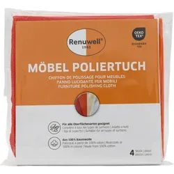 Renuwell Möbel-Poliertuch Beutel - Reinigungsmittel: 4 fusselfreie Baumwolltücher (30x30 cm) für effektive Polierarbeiten und schonende Reinigung empfindlicher Oberflächen.