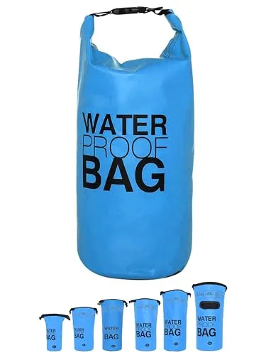 DonDon Dry Bag wasserdichte Tasche 2l, 5l, 10l, 15l, 20l, 30l Pack-Sack Beutel mit Schultergurt - hellblau 30 Liter