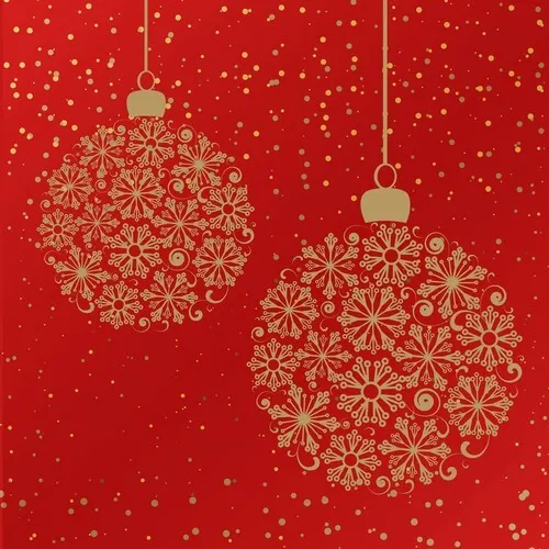 Servietten geprägt Moments Bauble dream - Goldene Kugeln auf rot 33x33cm 16