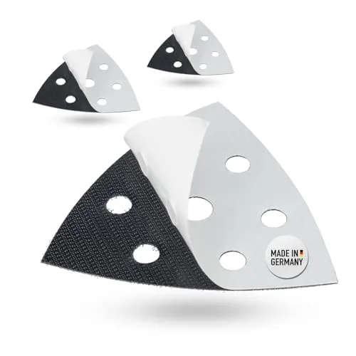 3x DFS Ersatzklett für Deltaschleifer Schleifplatte 93x93x93 mm 6-Loch, [3er-SET]Klett-Ersatz-Dreieck selbstklebend für Schleifpapier Dreieckschleifer