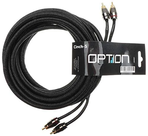 OPTION 2-Kanal Cinchkabel - 5,5 Meter - doppelt geschirmt - Premium Qualität für EIN störungsfreies Audiosignal - Perfekt für Verstärker, Car HiFi Anlagen, Subwoofer