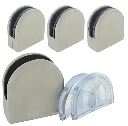 Glashalter aus Edelstahl für 6 mm Glas abgerundet 58x55x25mm Glasklemme Klemmhalter Glasplattenhalter 4 x
